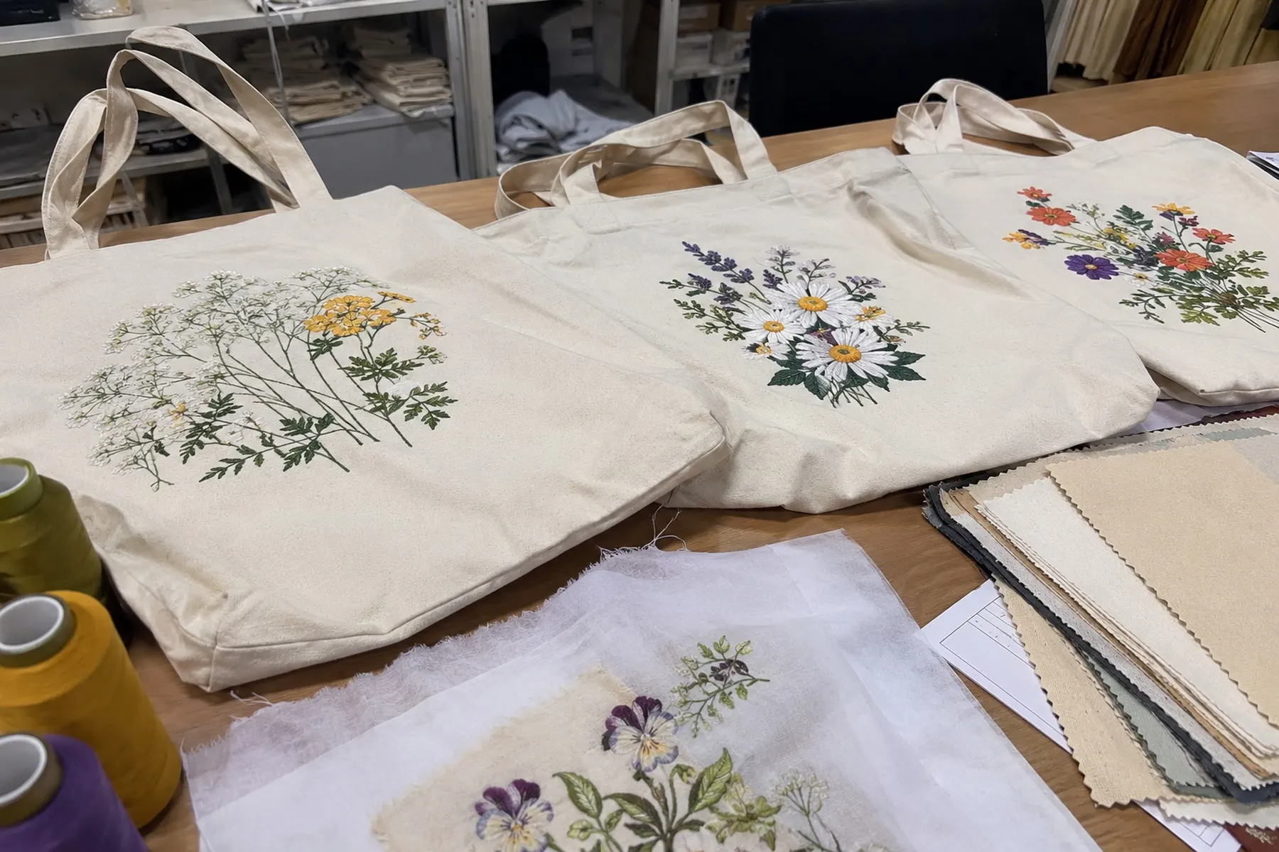 embroidered tote bags sample program photo