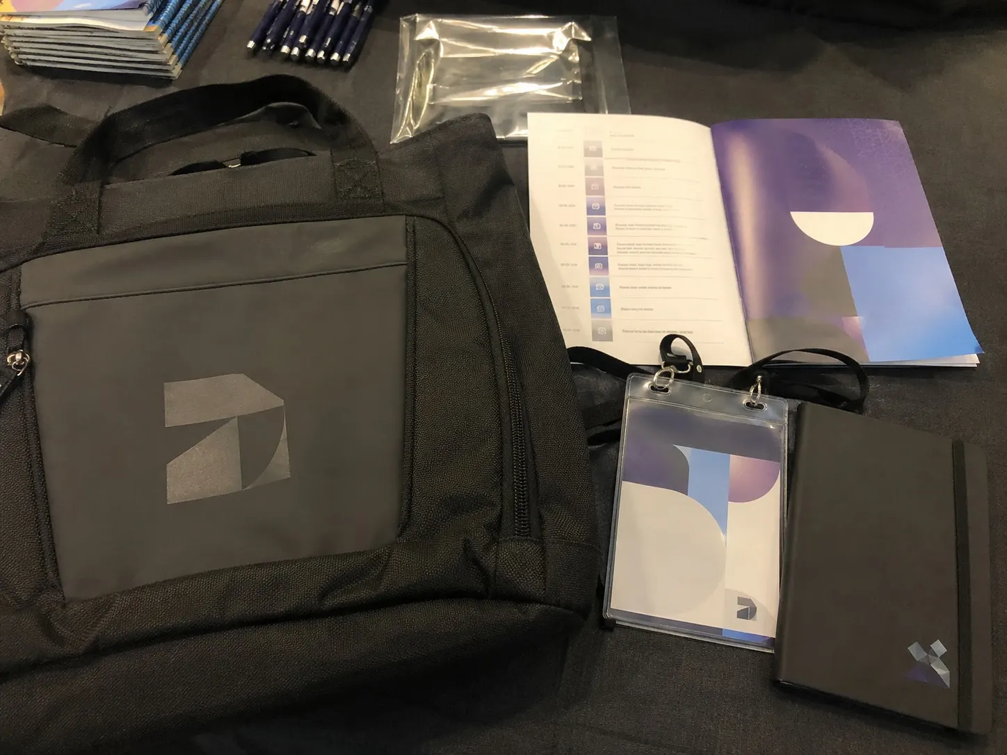 New hire welcome kits custom bag scene