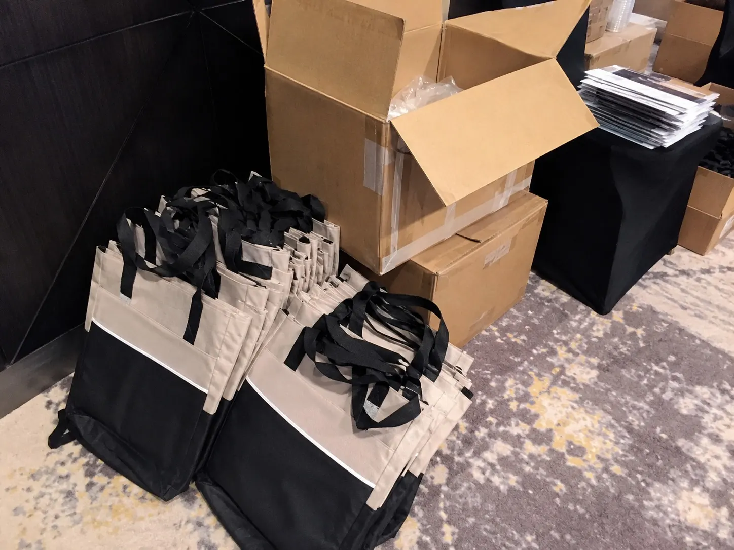Event swag bags and conference tote bags planned around the actual attendee experience sample program photo