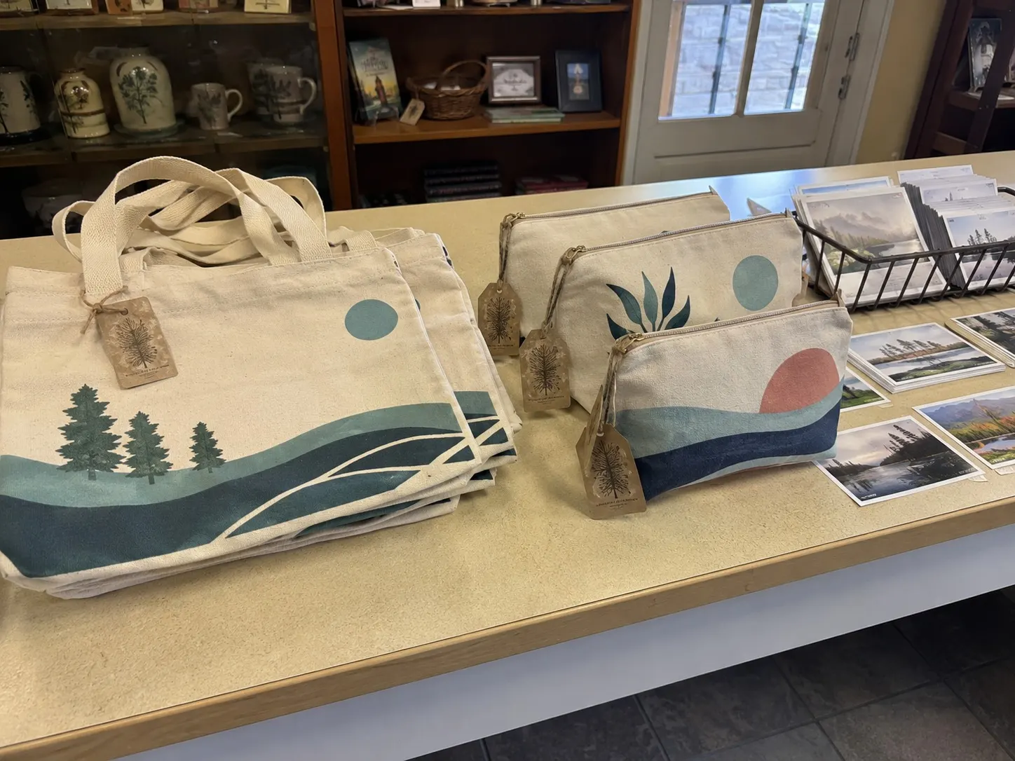 Museum, church, and community shops custom bag scene