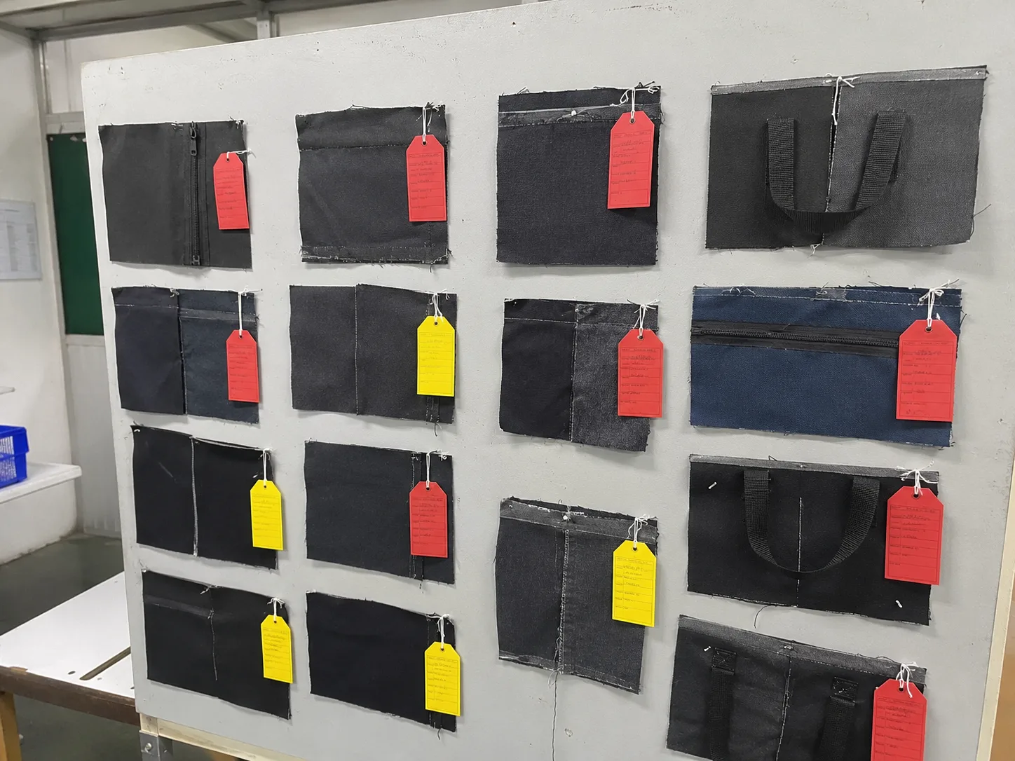 Outdoor bag sample defect review board